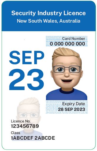 Front of the new NSW security licence card